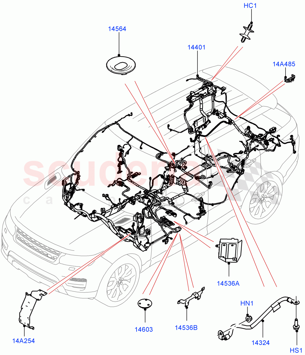 Electrical Wiring - Engine And Dash(Main Harness)((V)FROMFA000001,(V)TOFA999999) of Land Rover Land Rover Range Rover Sport (2014+) [2.0 Turbo Petrol AJ200P]