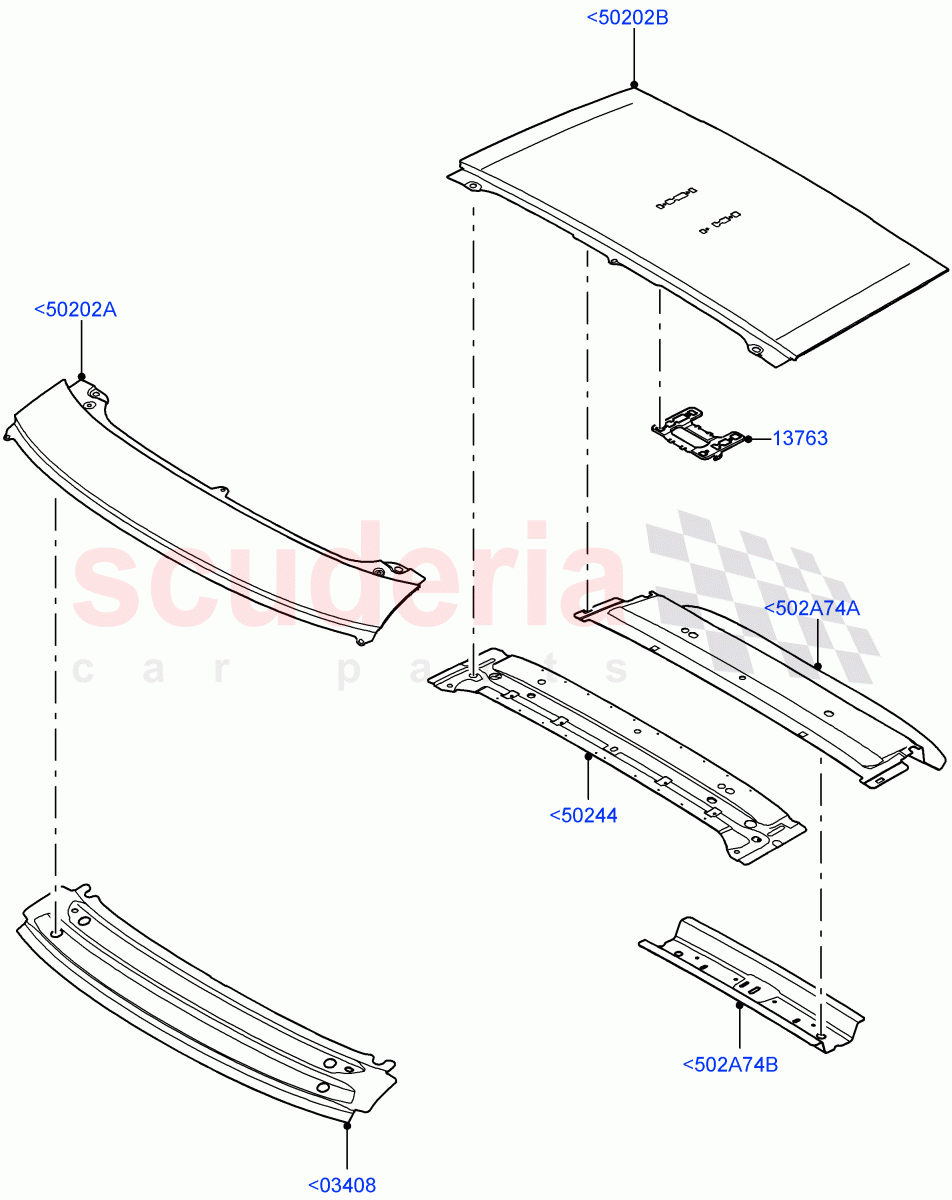 Roof - Sheet Metal(Roof Conv-Power Open Front/Rear Pan,With Roof Conversion-Panorama Power,With Roof Conversion-Panorama Roof,Roof Conv-Front And Rear Panoramic) of Land Rover Land Rover Range Rover (2022+) [4.4 V8 Turbo Petrol NC10]