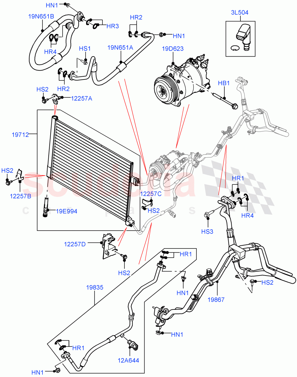 Air Conditioning Condensr/Compressr(Front)(3.0L DOHC GDI SC V6 PETROL,5.0L P AJ133 DOHC CDA S/C Enhanced) of Land Rover Land Rover Range Rover Velar (2017+) [3.0 I6 Turbo Petrol AJ20P6]