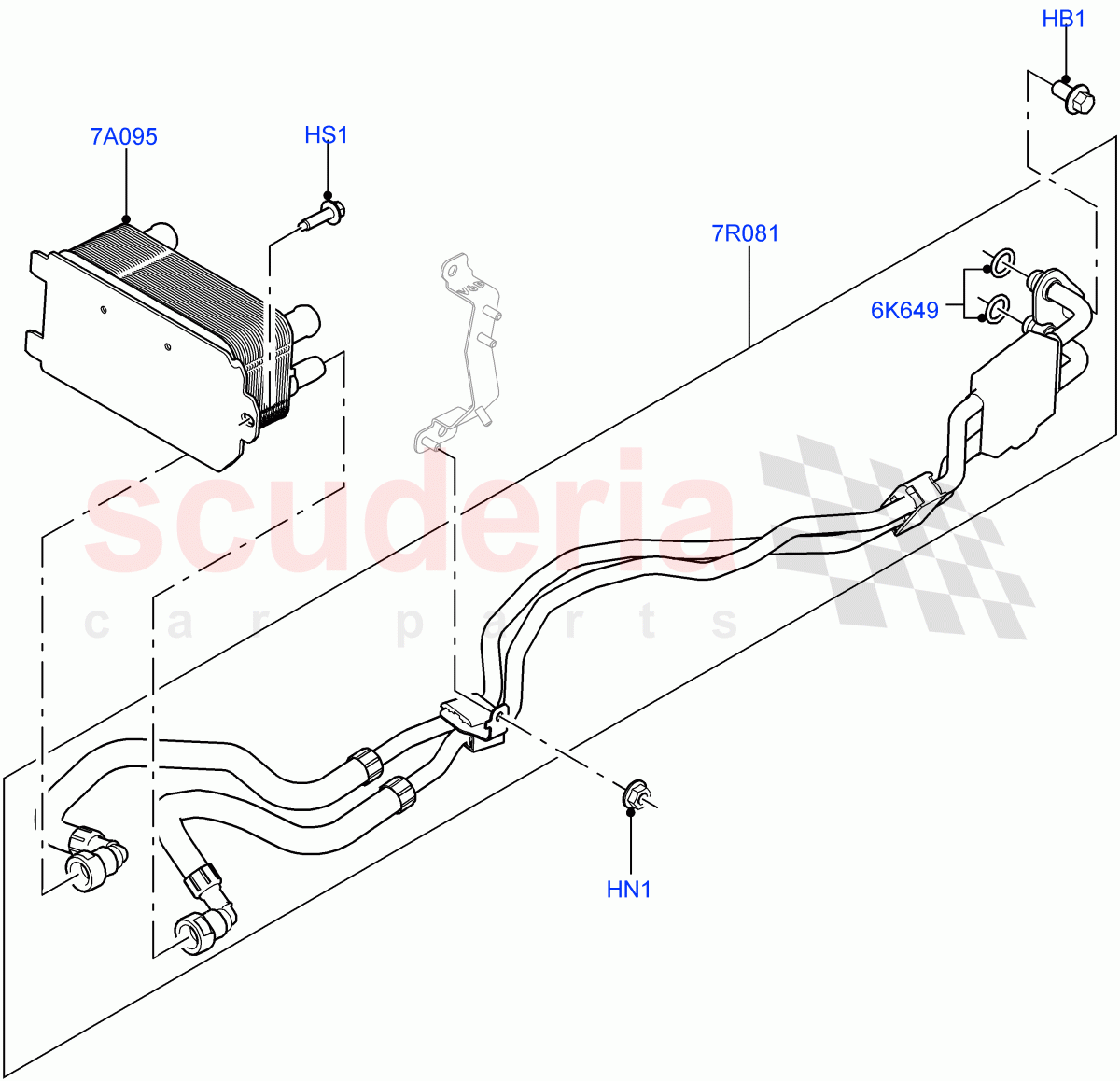 Transmission Cooling Systems (Solihull Plant Build) (3.0 V6 D Low MT ROW, 8 Speed Auto Trans ZF 8HP70 4WD, 3.0L 24V V6 Turbo Diesel Std Flow, 3.0 V6 D Gen2 Twin Turbo, 3.0L 24V DOHC V6 TC Diesel, 3.0 V6 D Gen2 Mono Turbo) ((V) FROMAA000001) of Land Rover Land Rover Discovery 5 (2017+) [2.0 Turbo Petrol AJ200P]