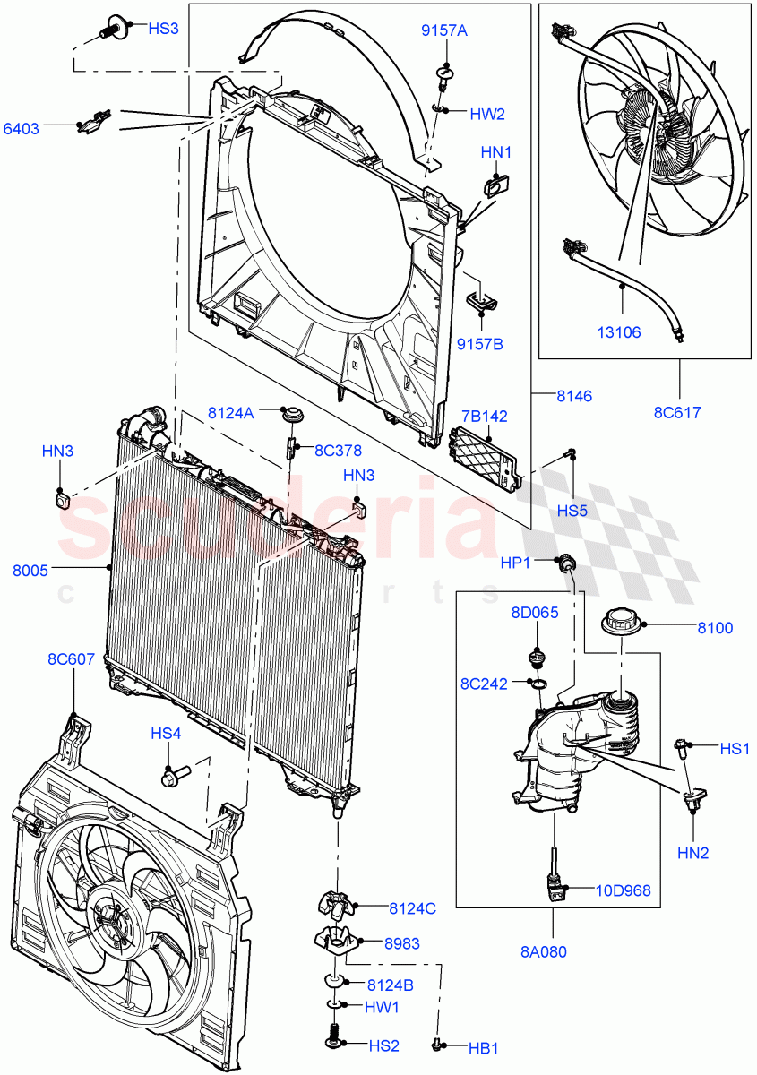 Radiator/Coolant Overflow Container (Nitra Plant Build) (5.0 Petrol AJ133 DOHC CDA) ((V) FROMM2000001) of Land Rover Land Rover Defender (2020+) [5.0 OHC SGDI SC V8 Petrol]