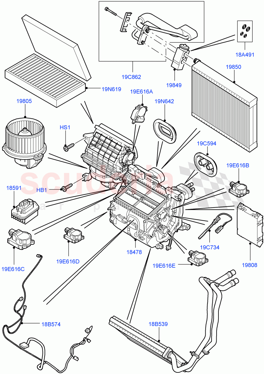 Heater/Air Cond.Internal Components ((V) FROMAA000001) of Land Rover Land Rover Range Rover Sport (2010-2013) [5.0 OHC SGDI SC V8 Petrol]