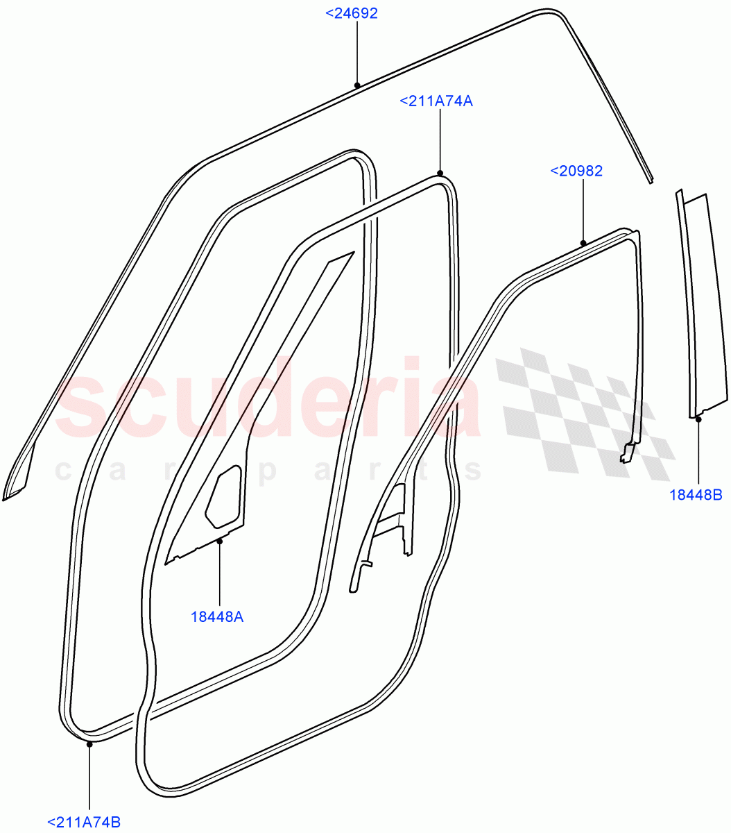 Front Doors, Hinges & Weatherstrips (Finisher And Seals) ((V) FROMAA000001) of Land Rover Land Rover Range Rover Sport (2010-2013) [3.0 Diesel 24V DOHC TC]