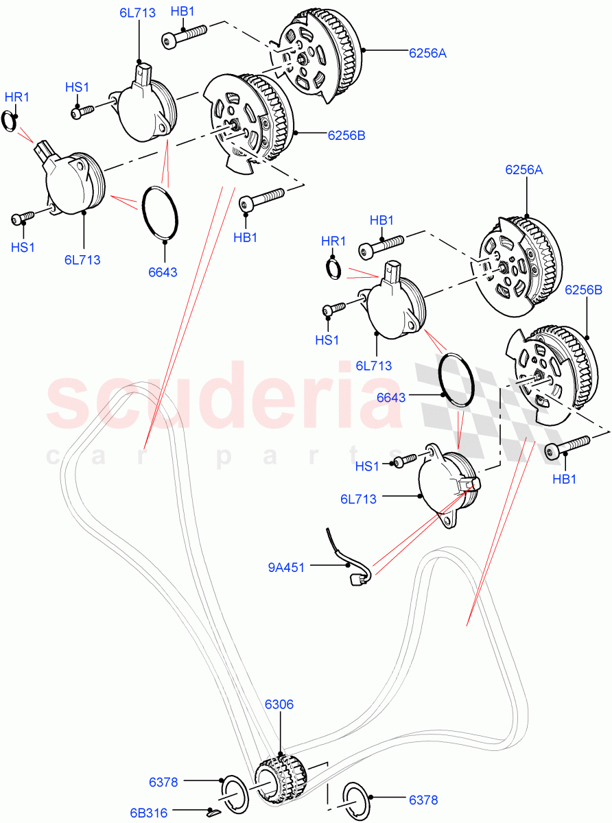 Timing Gear (Sprockets, Solenoids, Nitra Plant Build) (3.0L DOHC GDI SC V6 PETROL) ((V) FROMK2000001) of Land Rover Land Rover Discovery 5 (2017+) [3.0 DOHC GDI SC V6 Petrol]