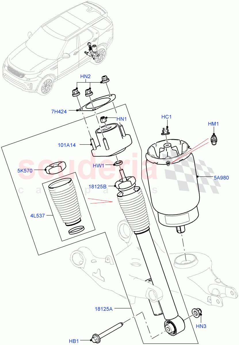 Rear Springs And Shock Absorbers (Nitra Plant Build) ((V) FROMM2000001) of Land Rover Land Rover Discovery 5 (2017+) [2.0 Turbo Diesel]