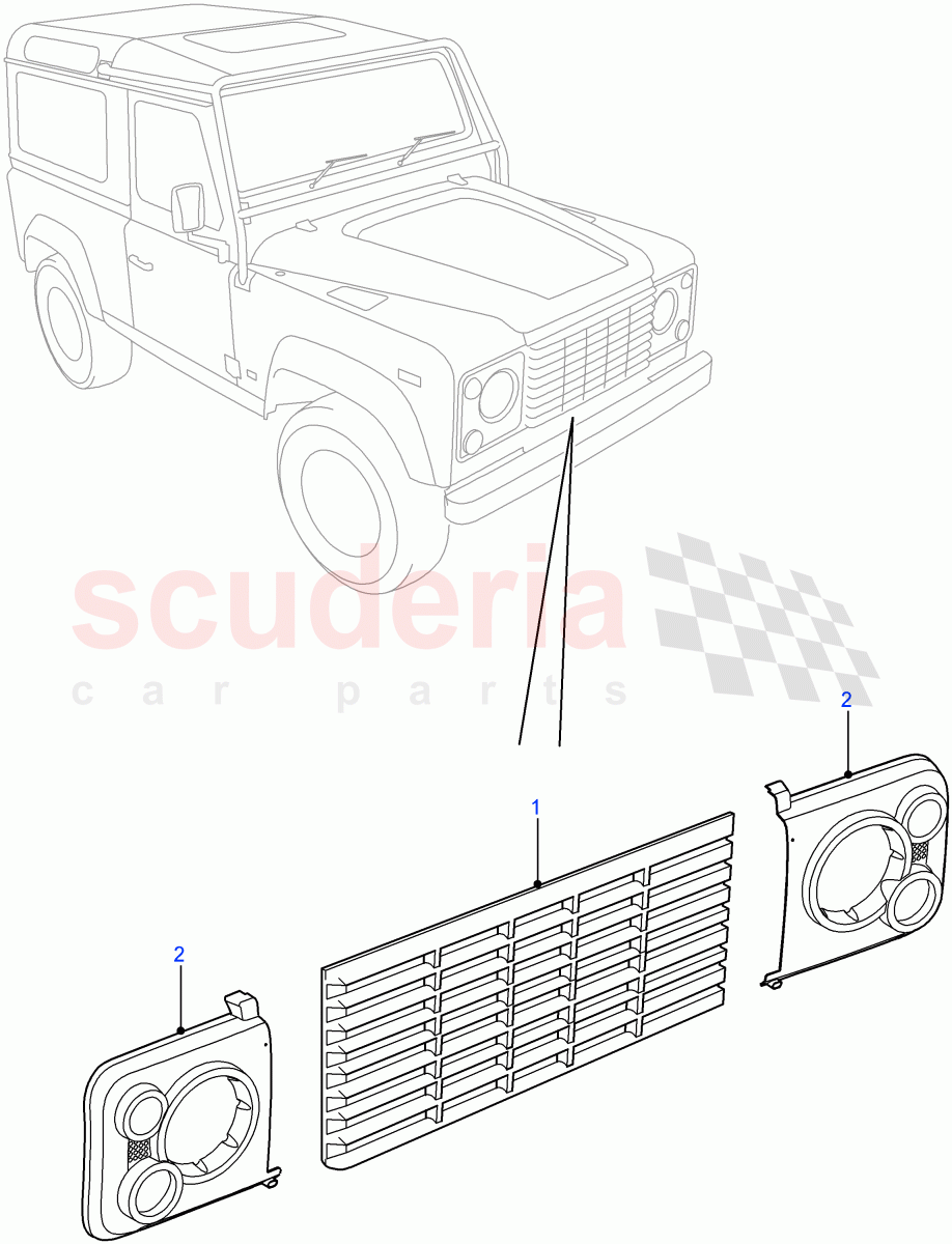 Headlamp Surrounds And Grille of Land Rover Land Rover Defender (2007-2016)
