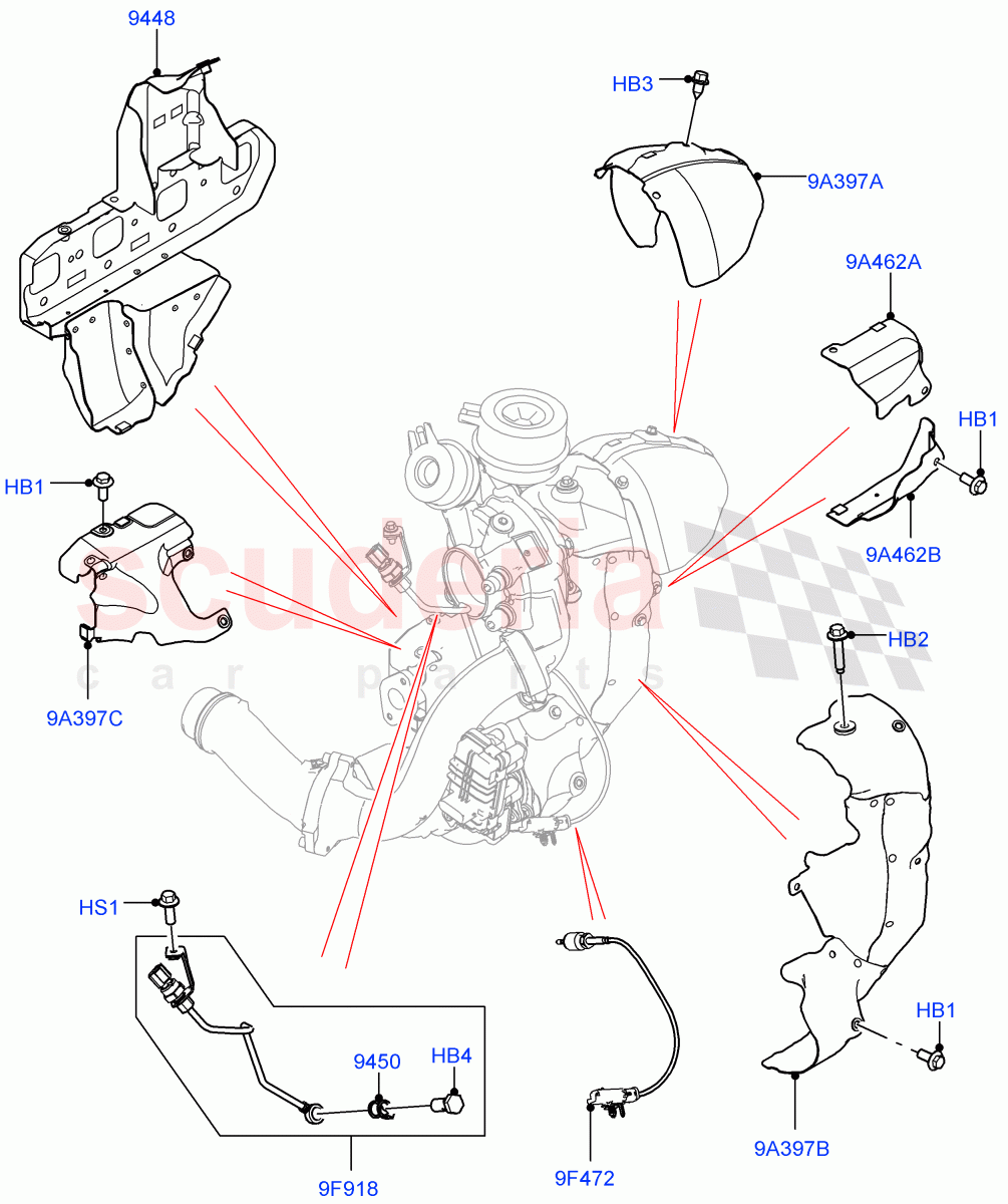 Turbocharger (Turbocharger Related Parts) (2.0L I4 DSL HIGH DOHC AJ200, Itatiaia (Brazil)) ((V) FROMJT000001) of Land Rover Land Rover Discovery Sport (2015+) [2.0 Turbo Diesel]