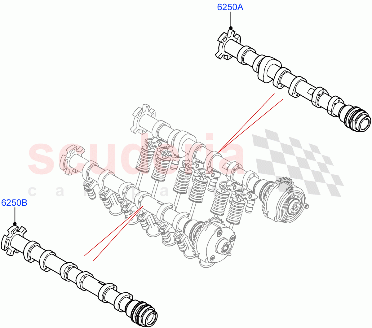Camshaft (1.5L AJ20P3 Petrol High, Changsu (China), 1.5L AJ20P3 Petrol High PHEV) of Land Rover Land Rover Range Rover Evoque (2019+) [1.5 I3 Turbo Petrol AJ20P3]