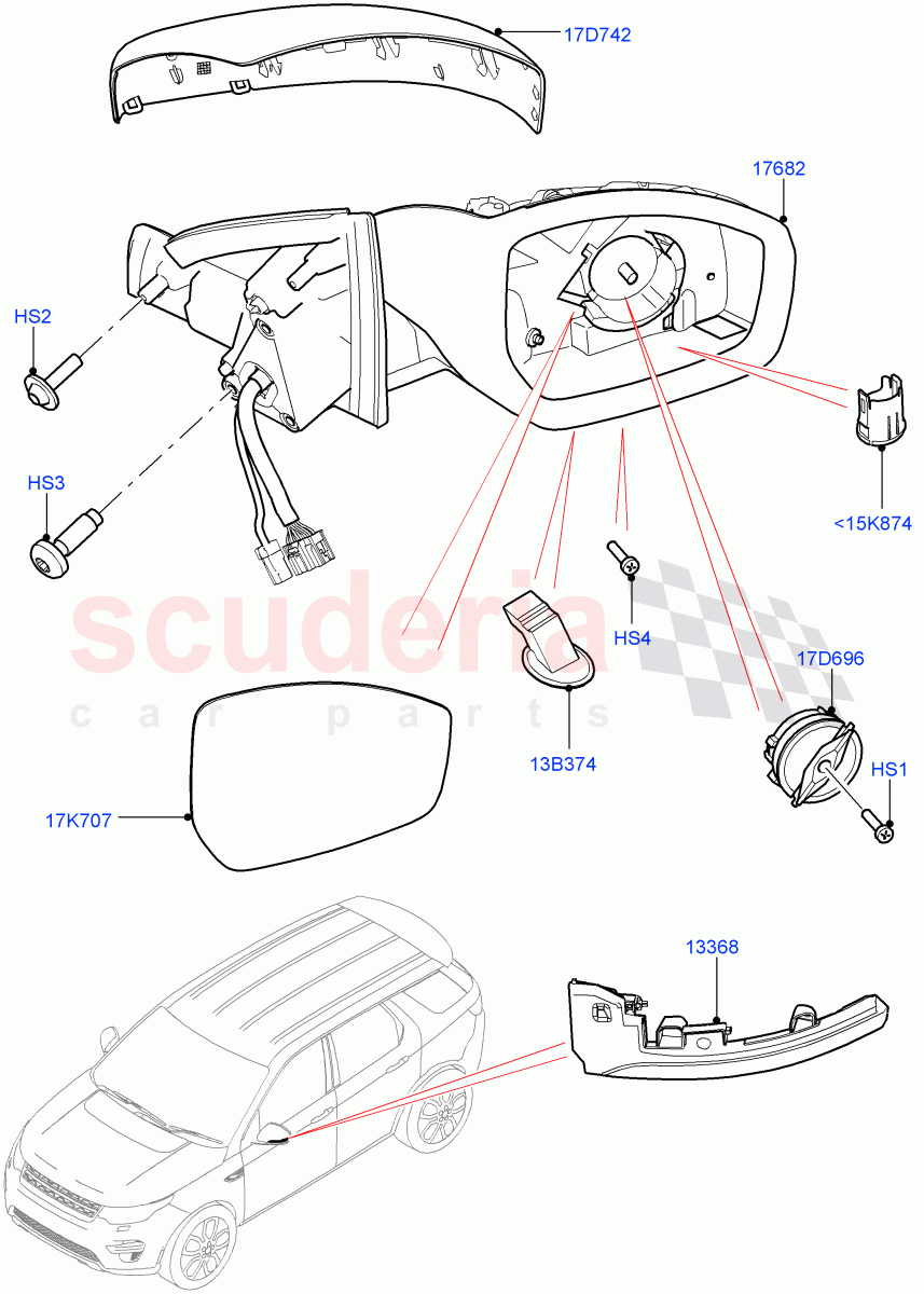 Exterior Rear View Mirror(Changsu (China))((V)FROMFG000001) of Land Rover Land Rover Discovery Sport (2015+) [1.5 I3 Turbo Petrol AJ20P3]