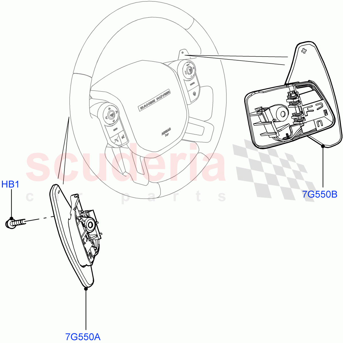 Gear Change-Automatic Transmission (Steering Wheel) (2.0L AJ21D4 Diesel Mid, 8 Speed Automatic Trans 8HP51) ((V) FROMMA000001) of Land Rover Land Rover Range Rover Velar (2017+) [3.0 DOHC GDI SC V6 Petrol]