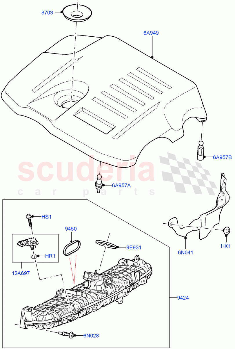 Inlet Manifold (3.0L AJ20P6 Petrol High, 3.0L AJ20P6 Petrol PHEV) of Land Rover Land Rover Range Rover (2022+) [3.0 I6 Turbo Petrol AJ20P6]