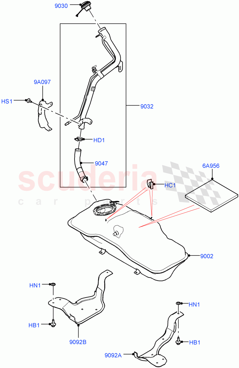 Fuel Tank & Related Parts (1.5L AJ20P3 Petrol High PHEV, Halewood (UK)) ((V) FROMLH000001) of Land Rover Land Rover Discovery Sport (2015+) [1.5 I3 Turbo Petrol AJ20P3]