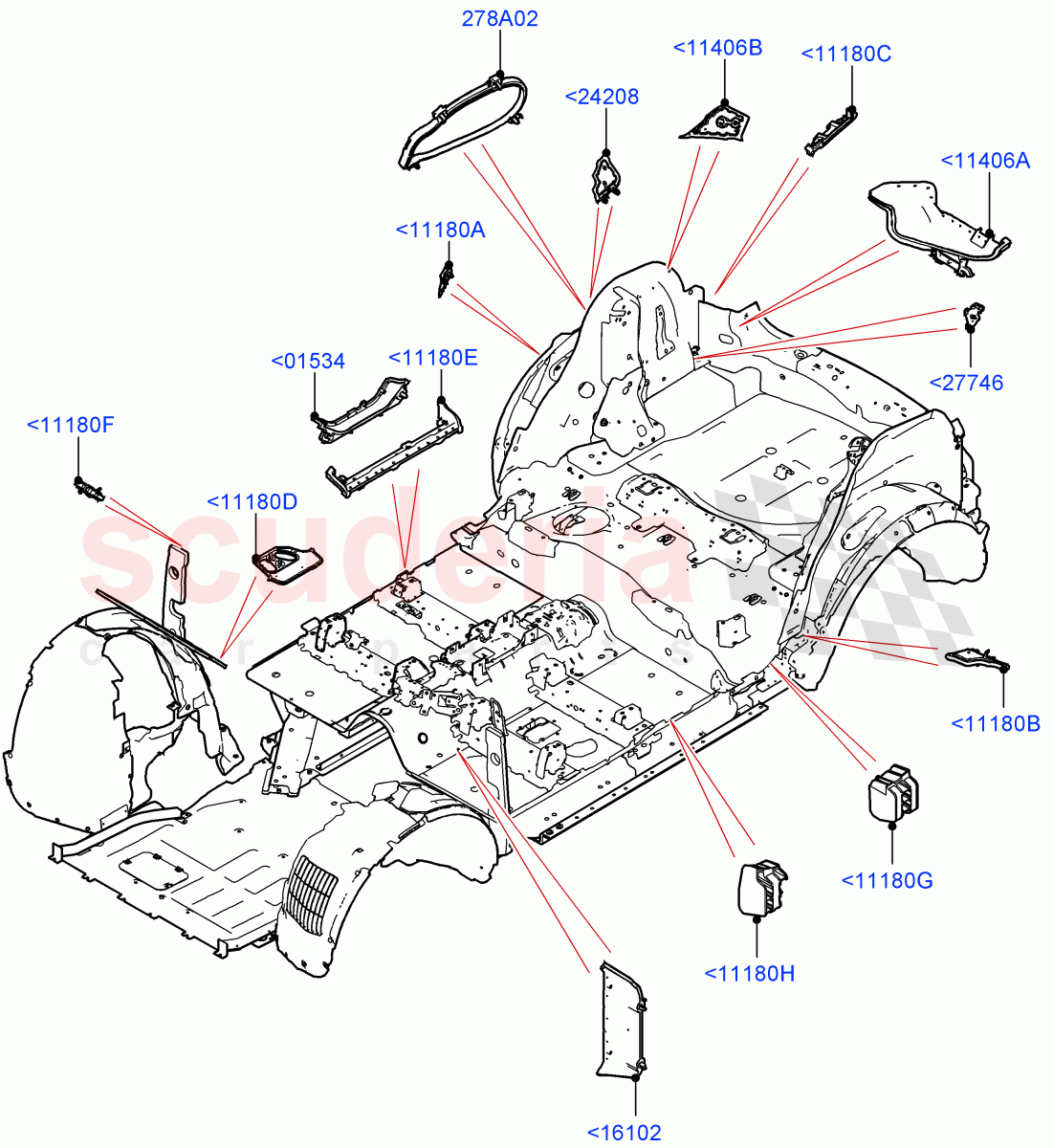 Insulators - Body (Changsu (China)) of Land Rover Land Rover Range Rover Evoque (2019+) [2.0 Turbo Petrol AJ200P]