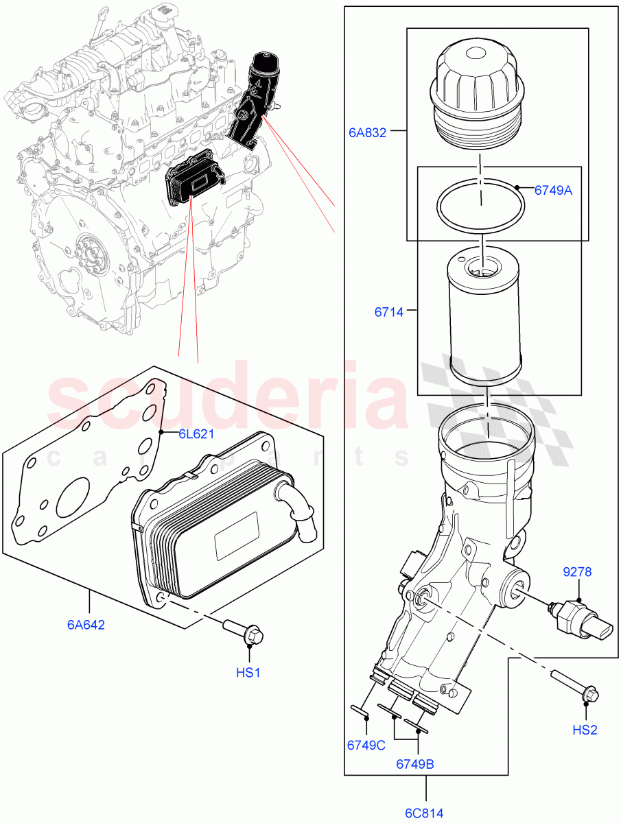 Oil Cooler And Filter (2.0L AJ20D4 Diesel Mid PTA, Itatiaia (Brazil)) ((V) FROMLT000001) of Land Rover Land Rover Discovery Sport (2015+) [2.0 Turbo Diesel]