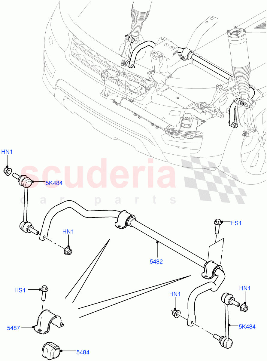 Front Cross Member & Stabilizer Bar (Conventional Stabilizer Bar) (Less ACE Suspension) ((V) TOJA999999) of Land Rover Land Rover Range Rover Sport (2014+) [3.0 Diesel 24V DOHC TC]