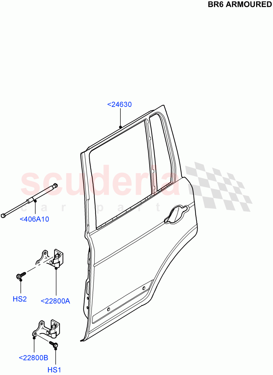 Rear Doors, Hinges & Weatherstrips (With B6 Level Armouring) ((V) FROMAA000001) of Land Rover Land Rover Range Rover (2010-2012) [5.0 OHC SGDI SC V8 Petrol]