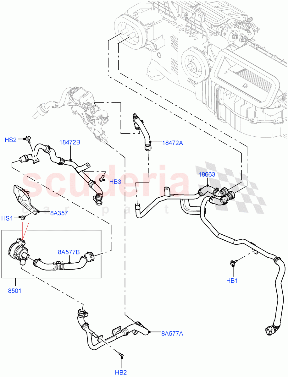 Heater Hoses(3.0L AJ20P6 Petrol High,With Fuel Fired Heater) of Land Rover Land Rover Defender (2020+) [3.0 I6 Turbo Petrol AJ20P6]