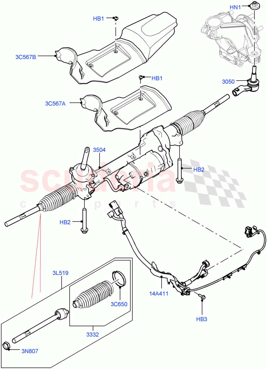 Steering Gear (LHD, Halewood (UK)) ((V) TOKH999999) of Land Rover Land Rover Discovery Sport (2015+) [2.0 Turbo Petrol AJ200P]