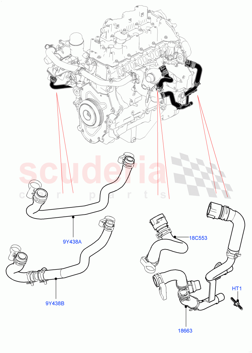 EGR Cooling System(Solihull Plant Build)(2.0L I4 DSL MID DOHC AJ200,Stage V Plus DPF,2.0L I4 DSL HIGH DOHC AJ200,EU6 + DPF Emissions)((V)FROMHA000001,(V)TOJA999999) of Land Rover Land Rover Range Rover Sport (2014+) [2.0 Turbo Diesel]