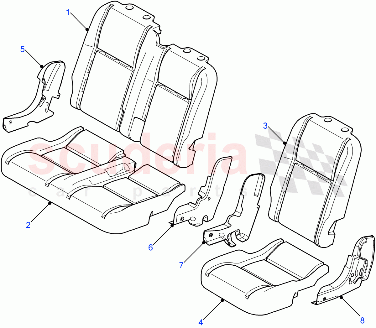Rear Seat Pads/Valances & Heating (Crew Cab Pick Up, 110" Wheelbase, Chassis Crew Cab, 130" Wheelbase, Station Wagon Utility - 5 Door, Station Wagon - 5 Door, Crew Cab HCPU) ((V) FROM7A000001) of Land Rover Land Rover Defender (2007-2016)