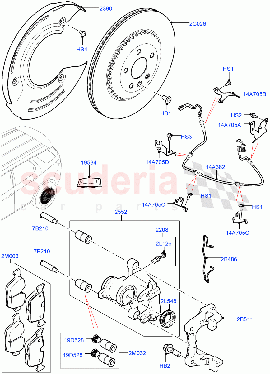 Rear Brake Discs And Calipers (Halewood (UK), Disc Brake Size Frt 17/RR 17, Disc And Caliper Size-Frt 18/RR 17) ((V) FROMLH000001) of Land Rover Land Rover Discovery Sport (2015+) [2.0 Turbo Petrol GTDI]