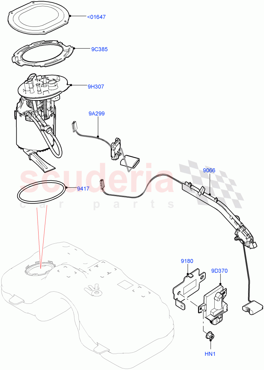 Fuel Pump And Sender Unit (2.0L AJ20D4 Diesel Mid PTA, Halewood (UK), 2.0L AJ20D4 Diesel LF PTA, 2.0L AJ20D4 Diesel High PTA) of Land Rover Land Rover Range Rover Evoque (2019+) [2.0 Turbo Diesel]