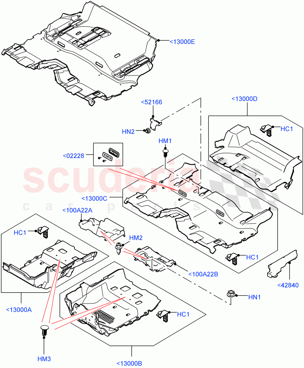Floor Trim (Floor Carpets, Solihull Plant Build) ((V) FROMHA000001) of Land Rover Land Rover Discovery 5 (2017+) [2.0 Turbo Diesel]