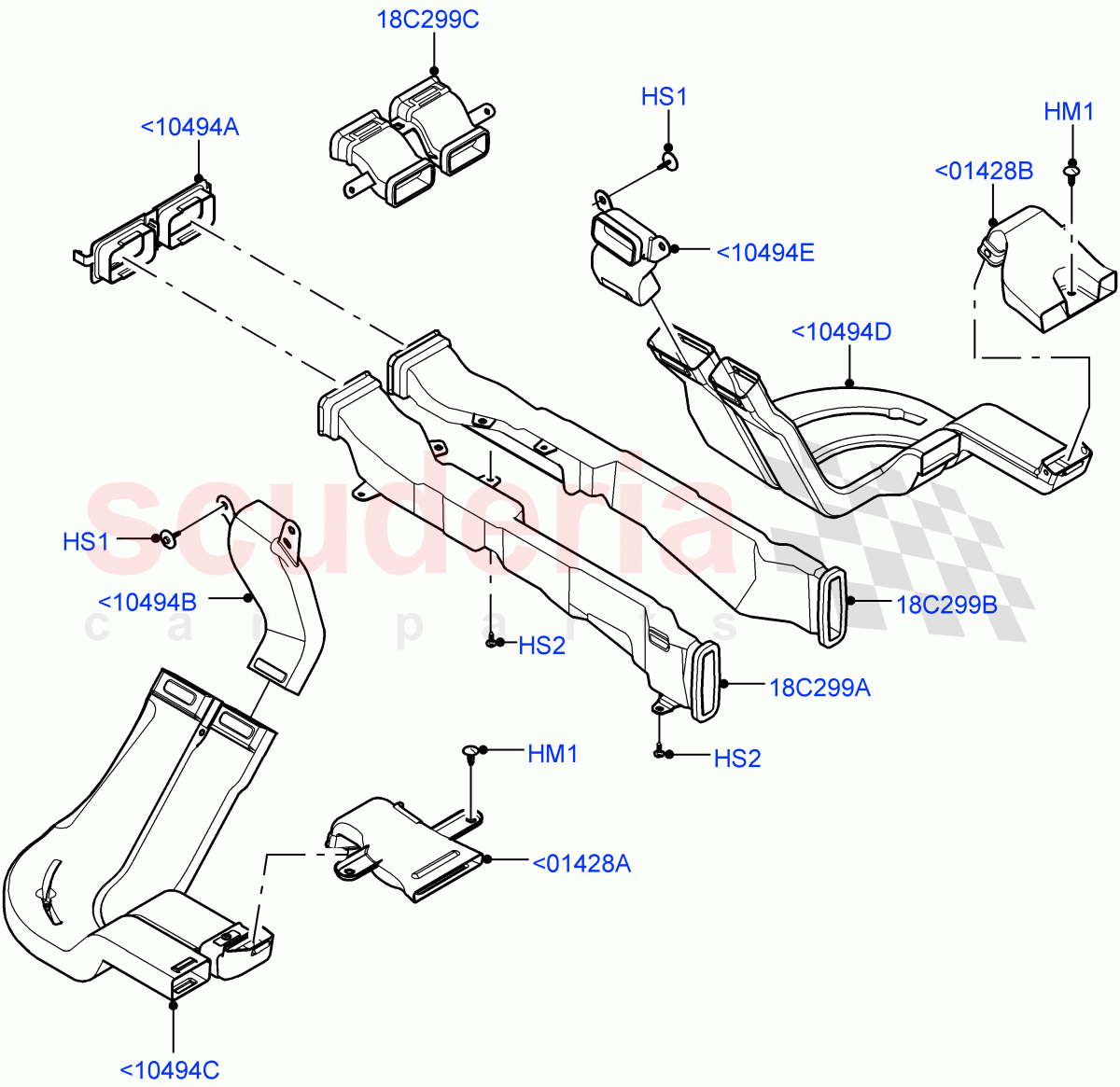 Air Vents, Louvres And Ducts (Floor, Nitra Plant Build, Internal Components) ((V) FROMM2000001) of Land Rover Land Rover Discovery 5 (2017+) [3.0 Diesel 24V DOHC TC]