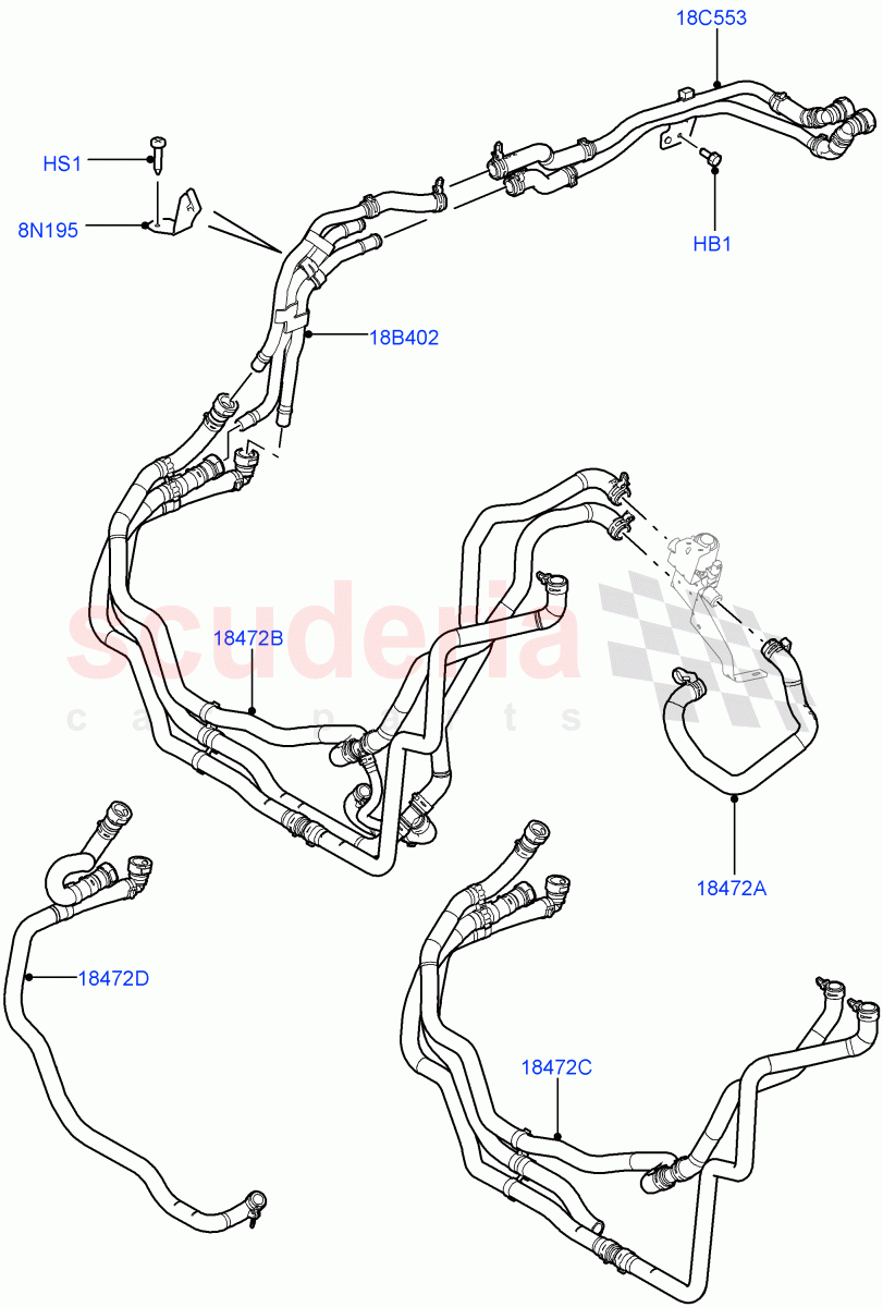 Heater Hoses (3.0L 24V DOHC V6 TC Diesel) ((V) FROMAA000001) of Land Rover Land Rover Range Rover Sport (2010-2013) [3.0 Diesel 24V DOHC TC]
