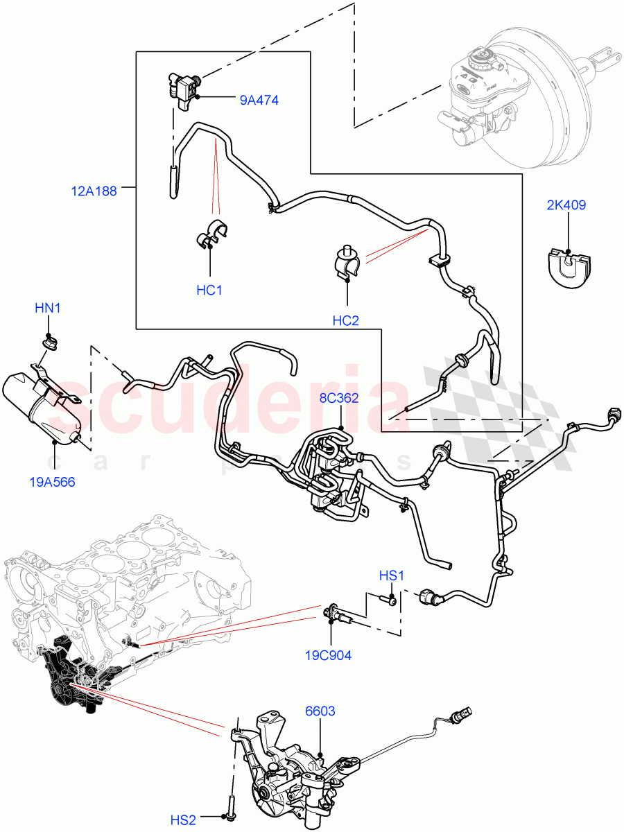 Vacuum Control And Air Injection (Nitra Plant Build) (2.0L I4 DSL HIGH DOHC AJ200, RHD) ((V) FROMK2000001) of Land Rover Land Rover Discovery 5 (2017+) [2.0 Turbo Diesel]