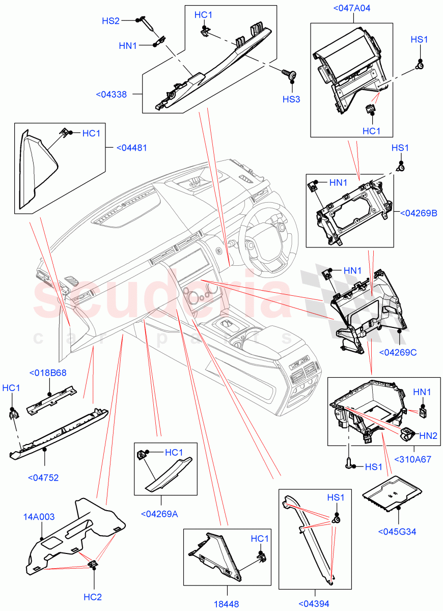 Instrument Panel (Lower, External) (Halewood (UK)) ((V) FROMLH000001) of Land Rover Land Rover Discovery Sport (2015+) [2.0 Turbo Petrol GTDI]