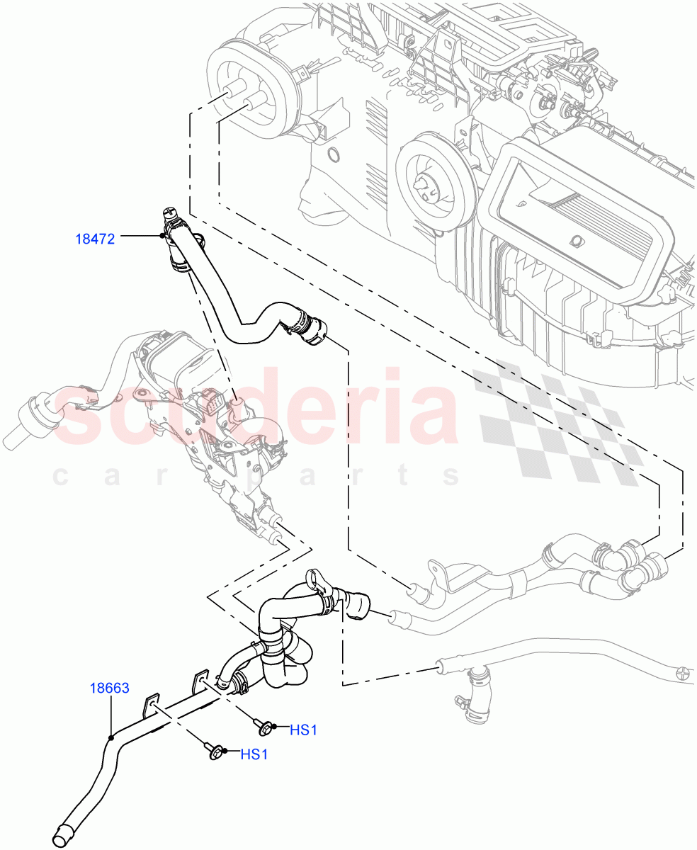 Heater Hoses (Front) (3.0 V6 Diesel, Fuel Heater W/Pk Heat With Remote, Fuel Fired Heater With Park Heat) ((V) FROMKA000001) of Land Rover Land Rover Range Rover (2012-2021) [3.0 I6 Turbo Petrol AJ20P6]