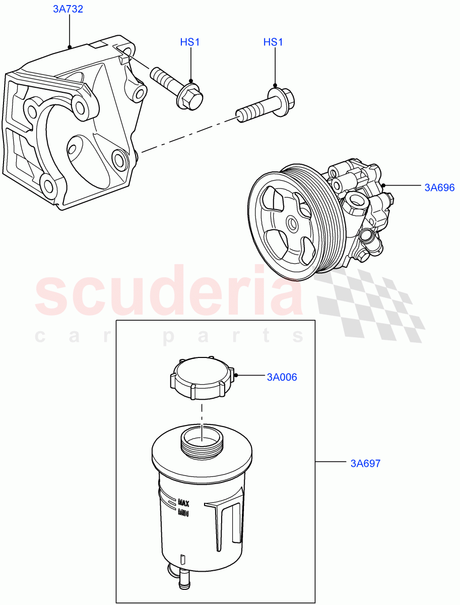 Power Steering Pump Mounting (3.0 V6 Diesel) ((V) FROMAA000001) of Land Rover Land Rover Discovery 4 (2010-2016) [5.0 OHC SGDI NA V8 Petrol]
