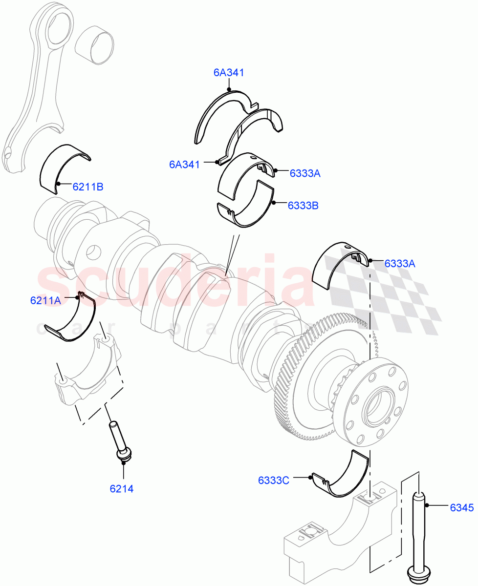 Crankshaft/Pistons And Bearings (2.0L I4 High DOHC AJ200 Petrol, Changsu (China), 2.0L I4 Mid DOHC AJ200 Petrol) of Land Rover Land Rover Range Rover Evoque (2012-2018) [2.0 Turbo Petrol AJ200P]
