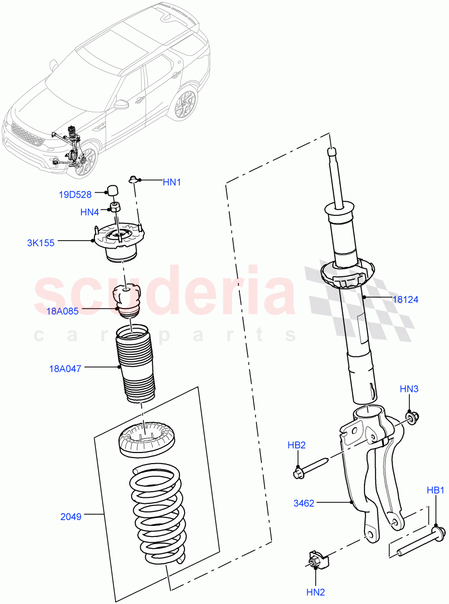 Front Suspension Struts And Springs(Nitra Plant Build)(With Standard Duty Coil Spring Susp)((V)FROMK2000001,(V)TOL2999999) of Land Rover Land Rover Discovery 5 (2017+) [2.0 Turbo Diesel]