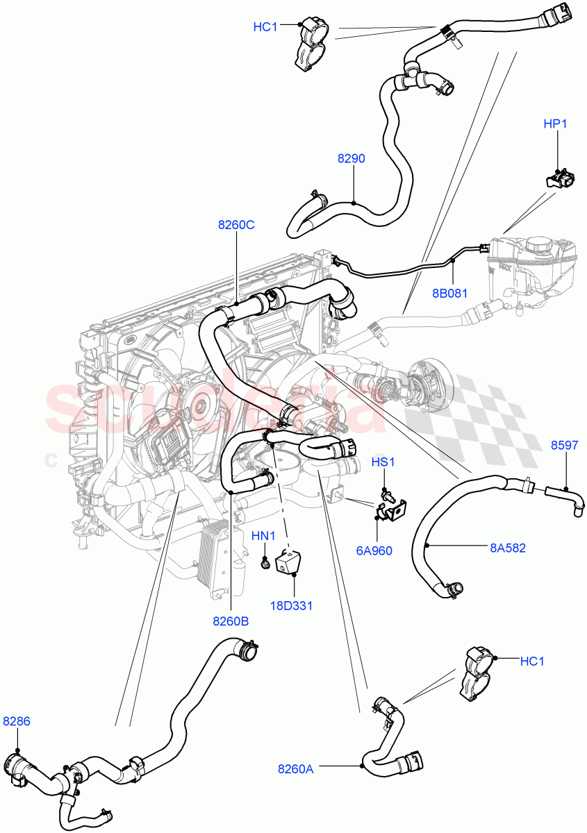 Cooling System Pipes And Hoses (2.0L 16V TIVCT T/C 240PS Petrol, Itatiaia (Brazil)) ((V) FROMGT000001) of Land Rover Land Rover Range Rover Evoque (2012-2018) [2.0 Turbo Petrol GTDI]