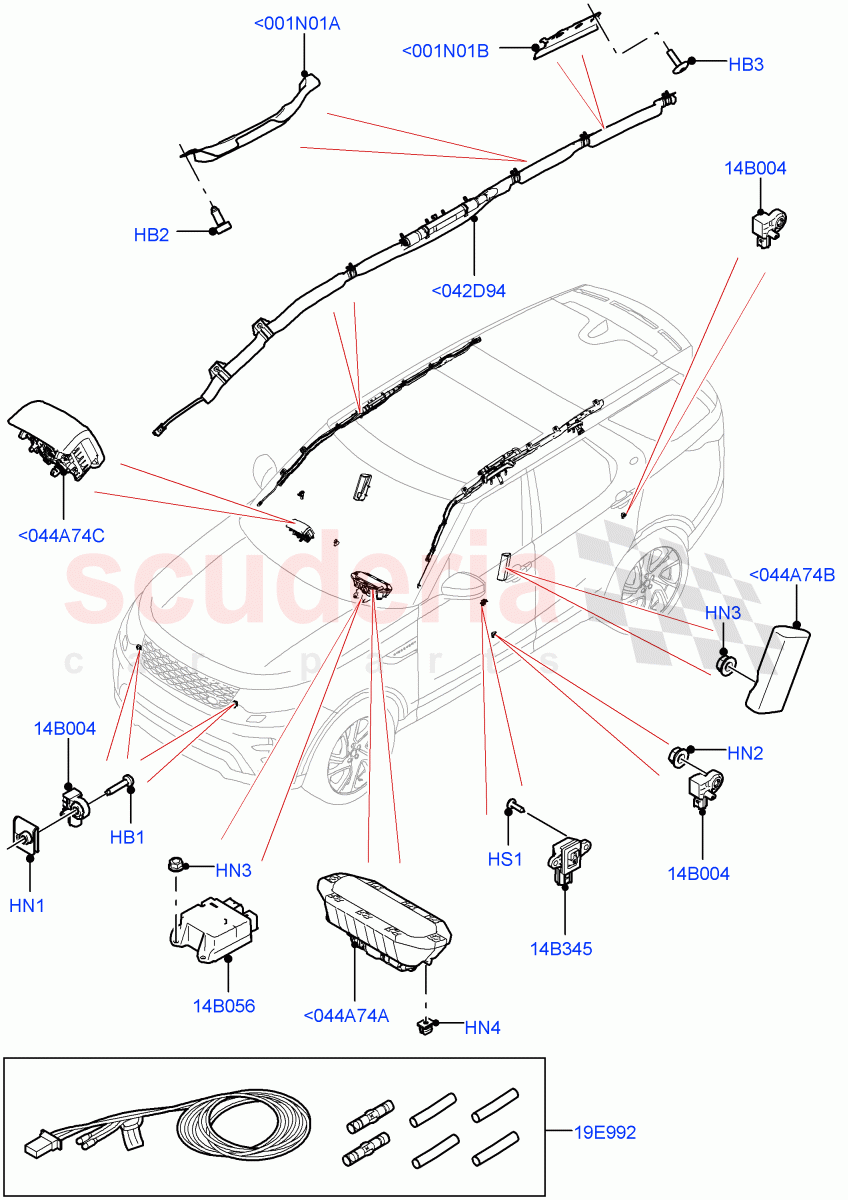 Airbag System (Airbag Modules, Nitra Plant Build) ((V) FROMK2000001) of Land Rover Land Rover Discovery 5 (2017+) [2.0 Turbo Petrol AJ200P]