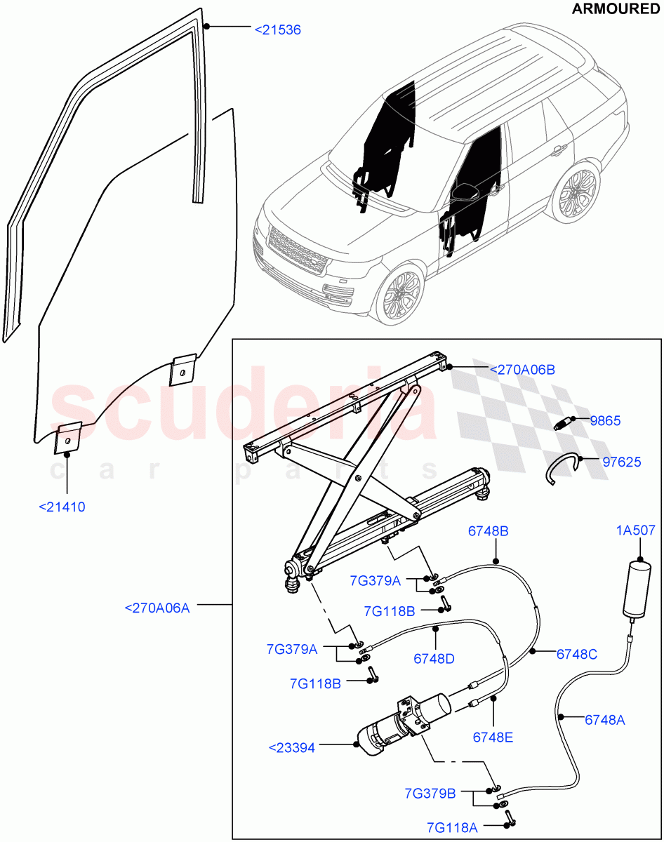 Front Door Glass & Window Controls(Armoured)((V)FROMEA000001) of Land Rover Land Rover Range Rover (2012-2021) [5.0 OHC SGDI SC V8 Petrol]