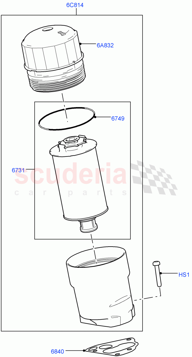 Oil Cooler And Filter (Filter) (5.0L P AJ133 DOHC CDA S/C Enhanced) ((V) FROMKA000001) of Land Rover Land Rover Range Rover Velar (2017+) [5.0 OHC SGDI SC V8 Petrol]