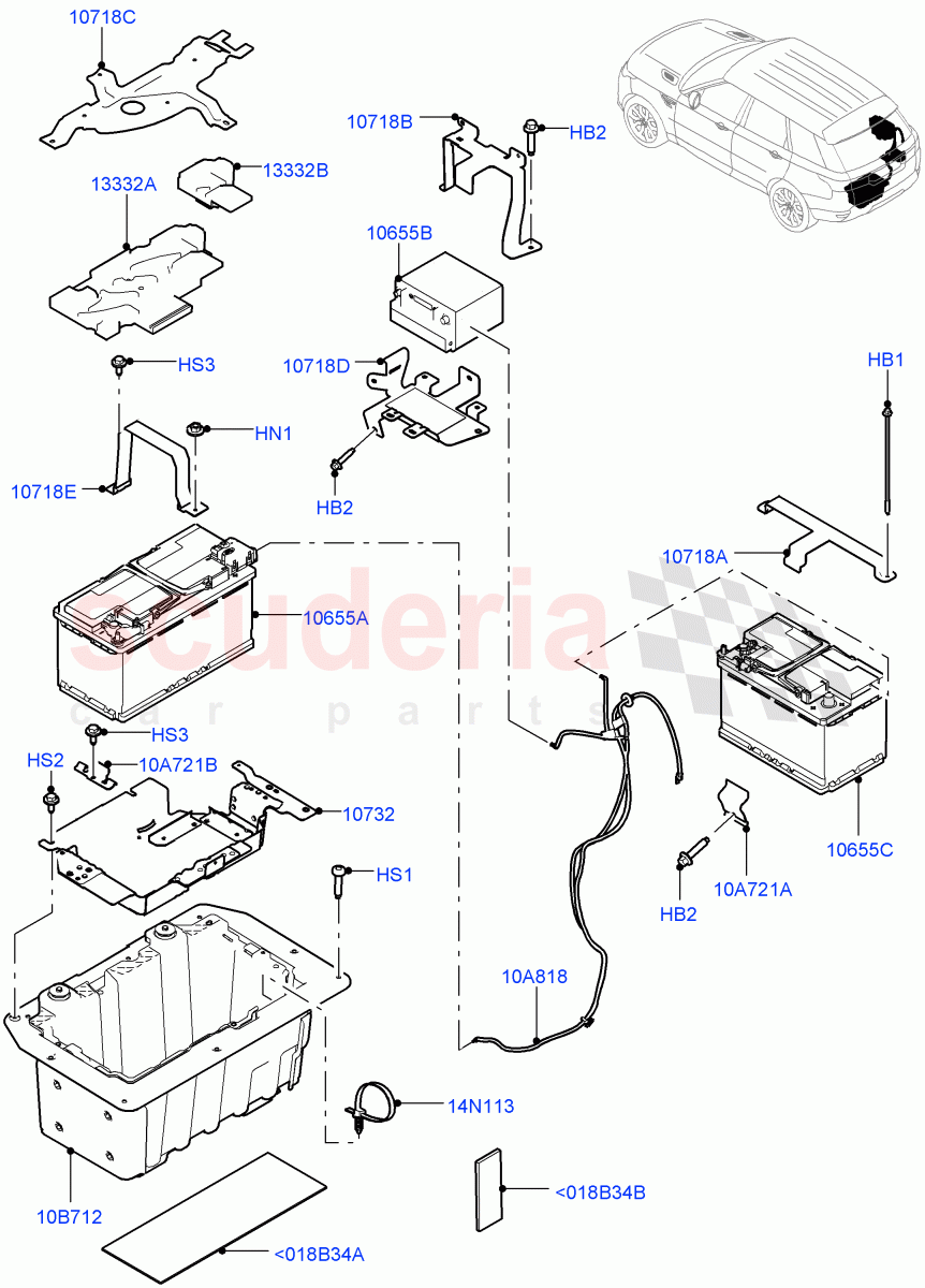 Battery And Mountings of Land Rover Land Rover Range Rover Sport (2014+) [5.0 OHC SGDI SC V8 Petrol]