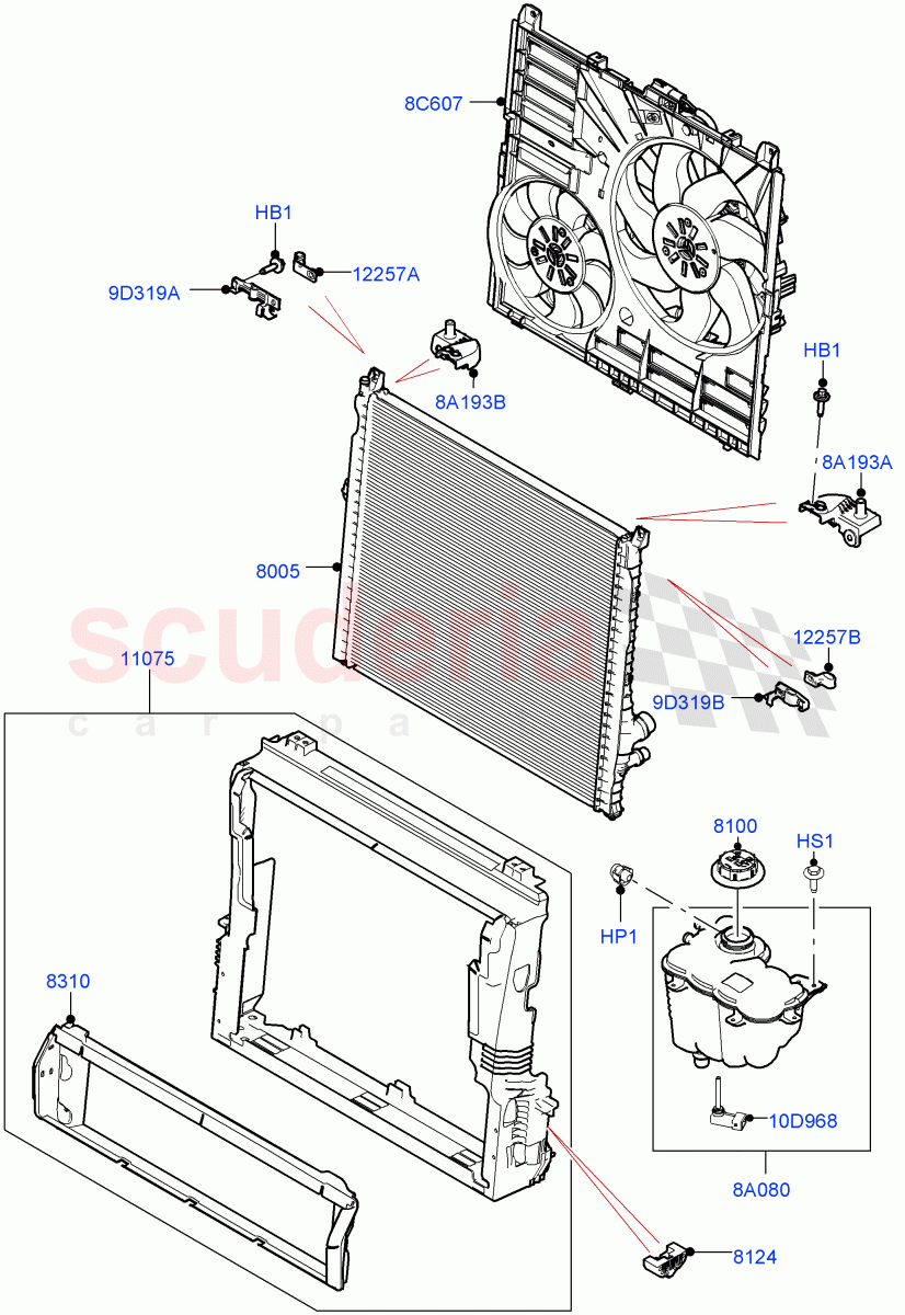 Radiator/Coolant Overflow Container(Main Unit)(3.0L AJ20P6 Petrol High)((V)FROMMA000001) of Land Rover Land Rover Range Rover Velar (2017+) [3.0 I6 Turbo Petrol AJ20P6]