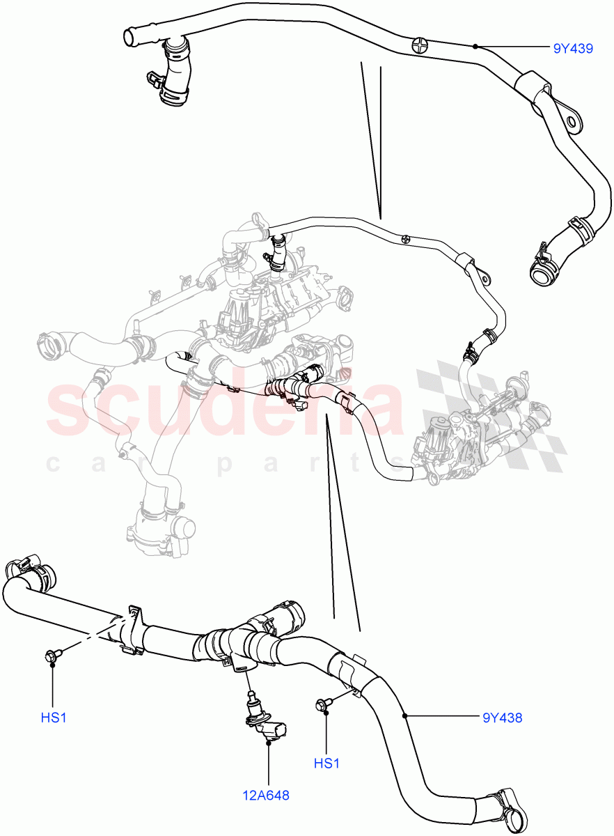EGR Cooling System (Solihull Plant Build) (3.0L 24V V6 Turbo Diesel Std Flow, 3.0 V6 D Low MT ROW, 3.0L 24V DOHC V6 TC Diesel) ((V) FROMAA000001) of Land Rover Land Rover Range Rover (2012-2021) [3.0 Diesel 24V DOHC TC]