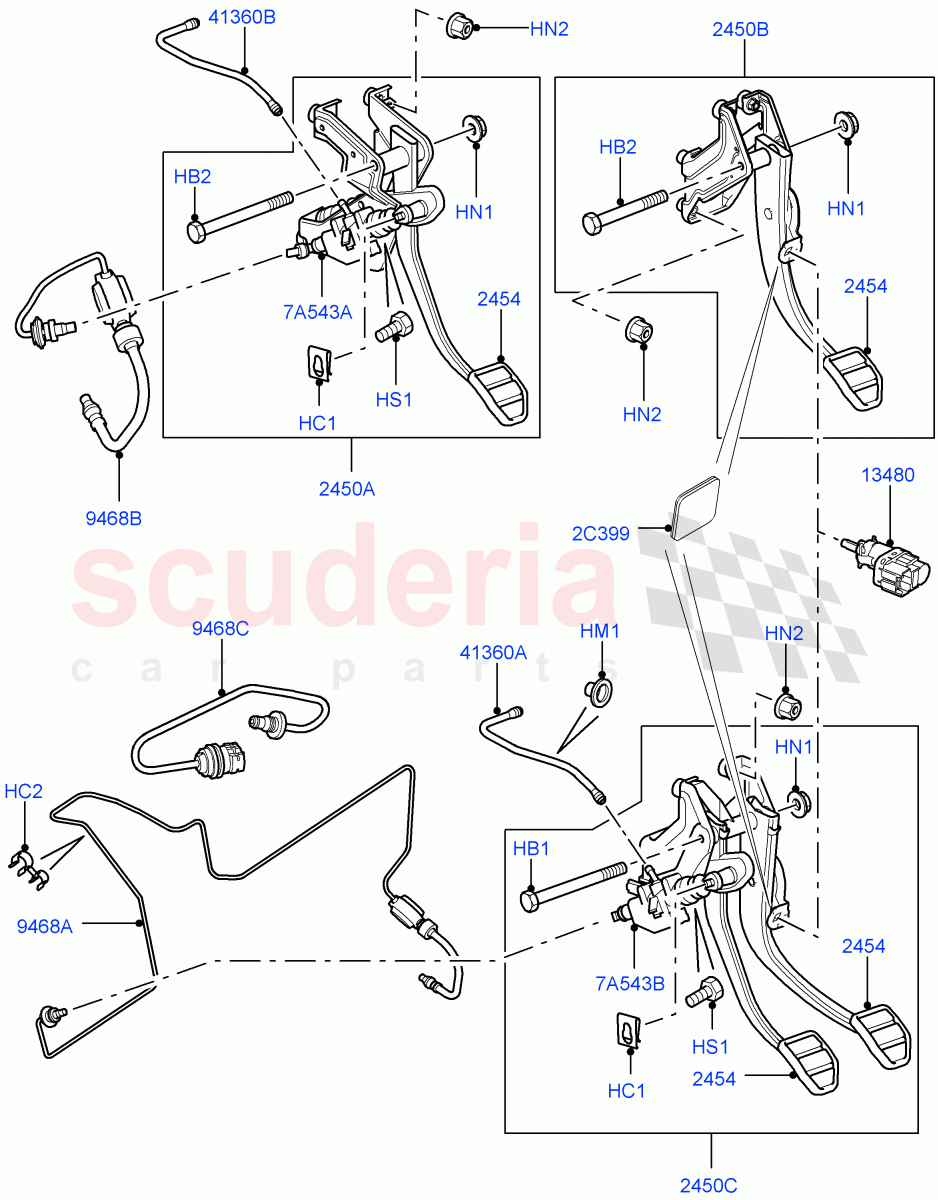 Brake And Clutch Controls (6 Speed Man ZF S6-53) ((V) FROMAA000001) of Land Rover Land Rover Discovery 4 (2010-2016) [4.0 Petrol V6]