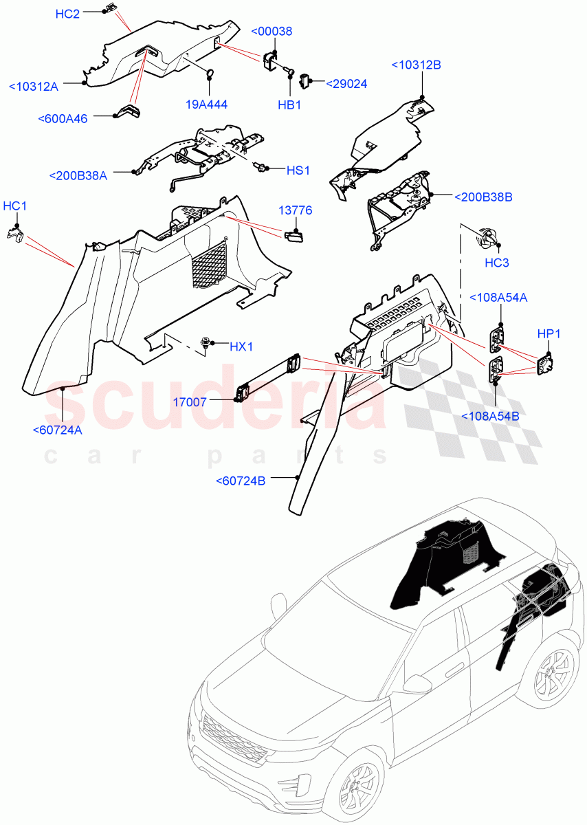 Side Trim(Luggage Compartment)(Halewood (UK)) of Land Rover Land Rover Range Rover Evoque (2019+) [2.0 Turbo Diesel AJ21D4]