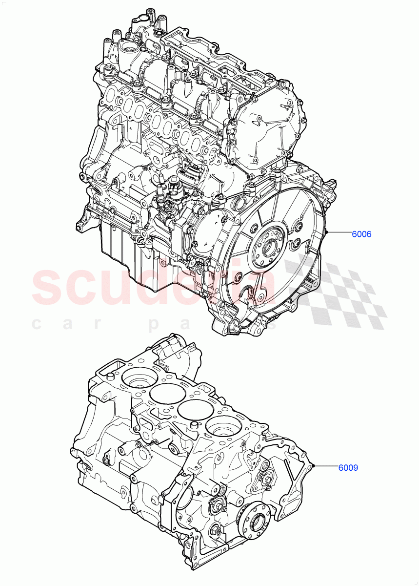 Service Engine And Short Block (2.0L AJ21D4 Diesel Mid, Itatiaia (Brazil)) of Land Rover Land Rover Range Rover Evoque (2019+) [2.0 Turbo Diesel AJ21D4]