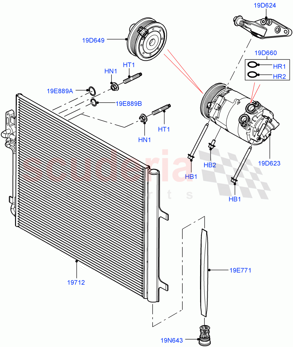 Air Conditioning Condensr/Compressr (2.0L 16V TIVCT T/C 240PS Petrol, Itatiaia (Brazil)) ((V) FROMGT000001) of Land Rover Land Rover Range Rover Evoque (2012-2018) [2.2 Single Turbo Diesel]