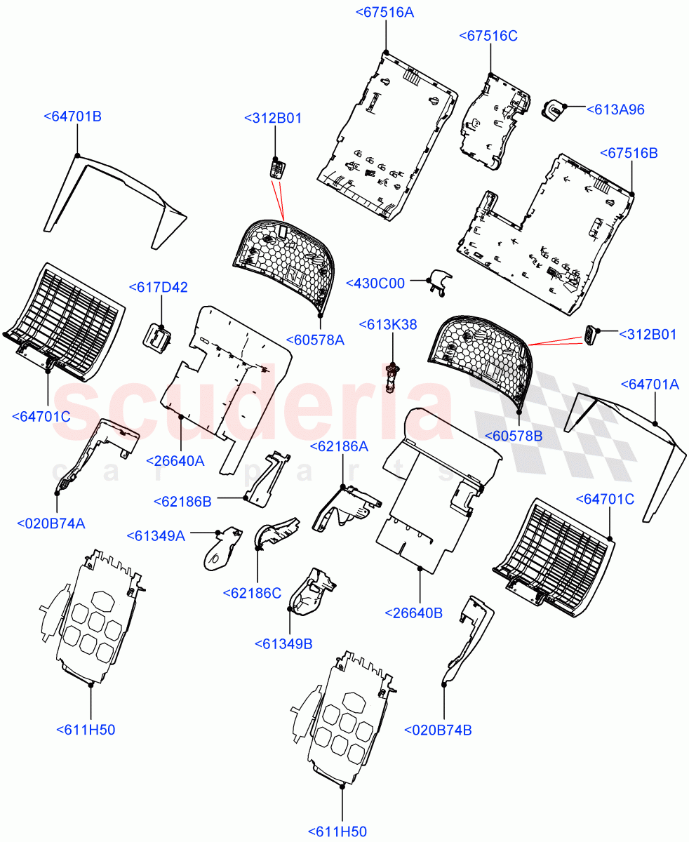 Rear Seat Back(2S AL Leather Diamond,40/20/40 Super Slouch Rear Seat)((V)FROMJA000001) of Land Rover Land Rover Range Rover (2012-2021) [3.0 DOHC GDI SC V6 Petrol]