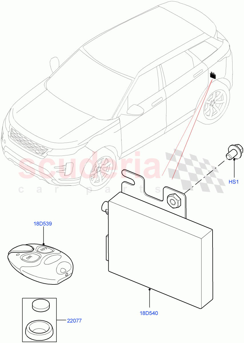 Auxiliary Fuel Fired Pre-Heater (Remote Controller) (Halewood (UK), Fuel Heater W/Pk Heat With Remote) of Land Rover Land Rover Range Rover Evoque (2019+) [1.5 I3 Turbo Petrol AJ20P3]