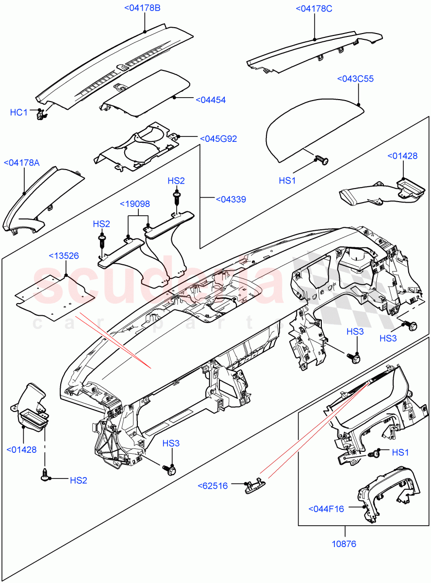 Instrument Panel (External, Upper) (Less Head Up Display) of Land Rover Land Rover Range Rover Sport (2014+) [3.0 Diesel 24V DOHC TC]