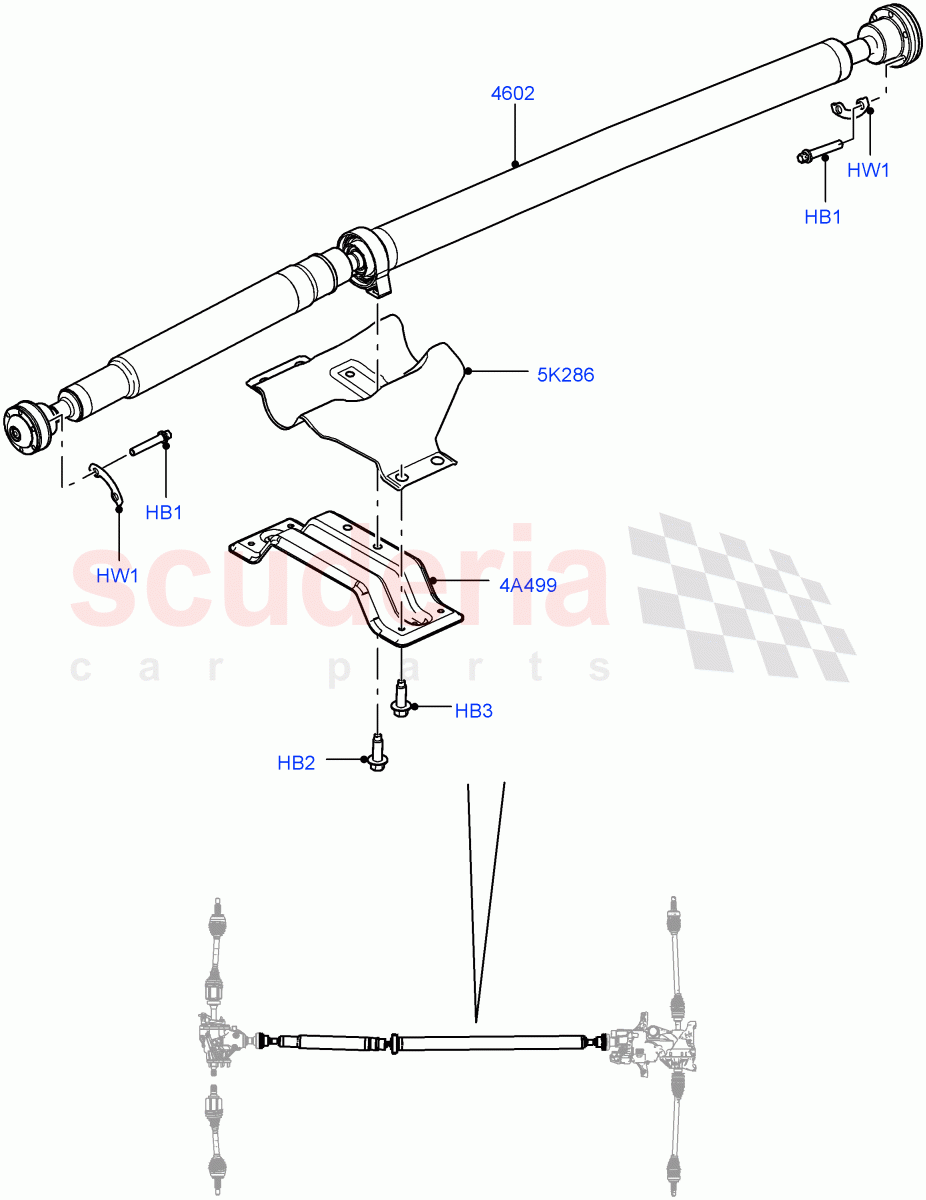 Drive Shaft - Rear Axle Drive (6 Speed Manual Trans M66 - AWD, Halewood (UK), Efficient Driveline, 9 Speed Auto AWD) ((V) TOFH999999) of Land Rover Land Rover Discovery Sport (2015+) [2.2 Single Turbo Diesel]